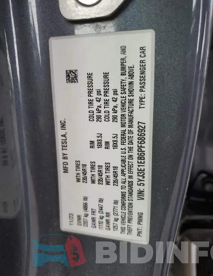 5YJ3E1EB6PF686927 Photo# 12