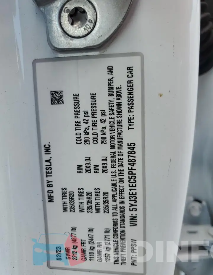5YJ3E1EC5PF487845 Photo# 12