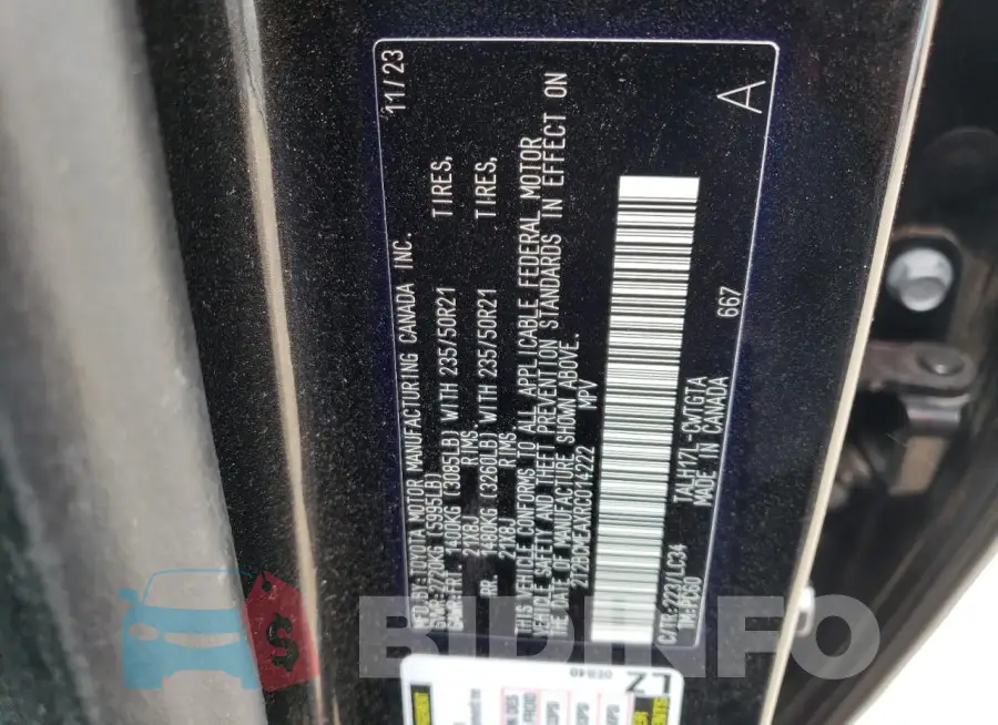 2T2BCMEAXRC014222 Photo# 12