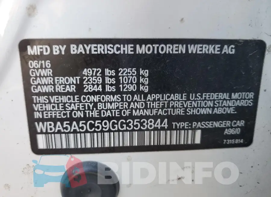WBA5A5C59GG353844 Photo# 13