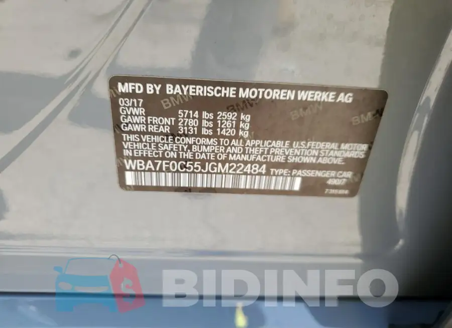WBA7F0C55JGM22484 Photo# 12