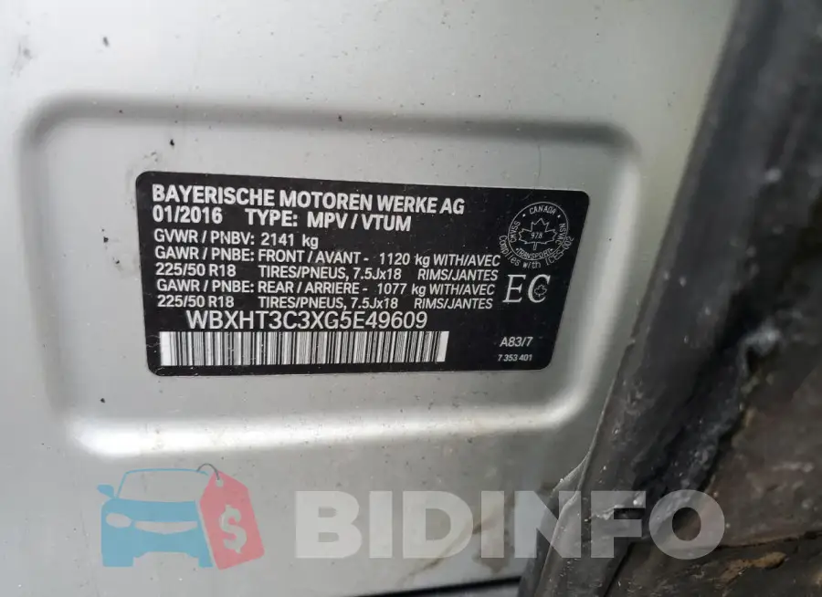 WBXHT3C3XG5E49609 Photo# 13