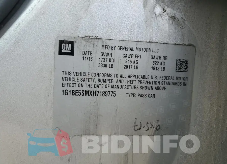 1G1BE5SMXH7189775 Photo# 12