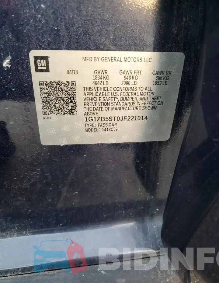 1G1ZB5ST0JF221014 Photo# 12