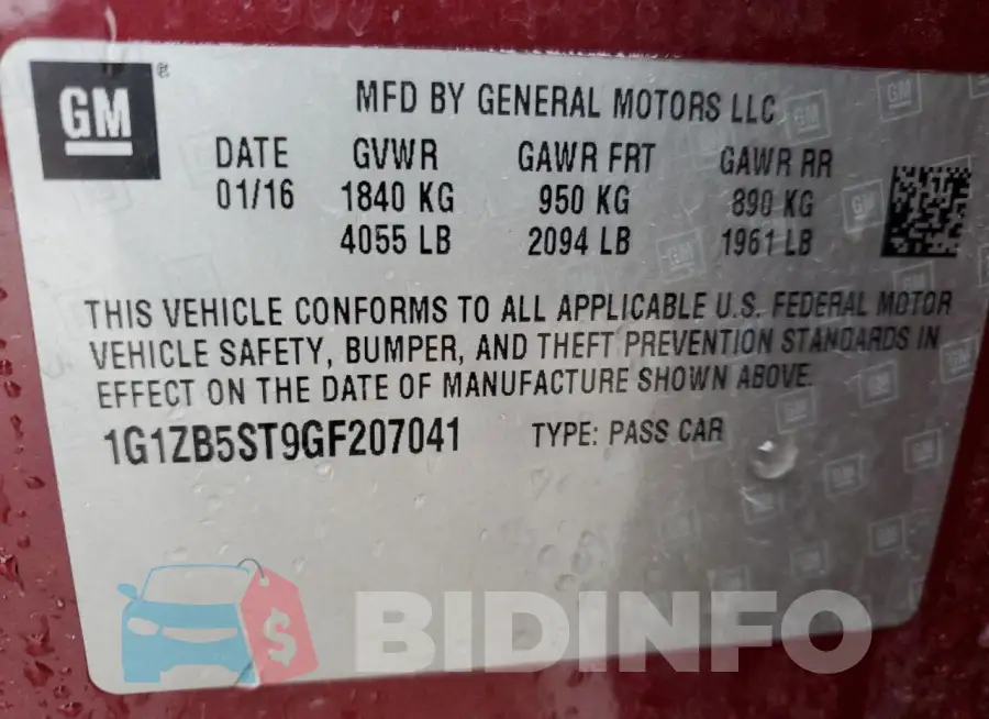 1G1ZB5ST9GF207041 Photo# 13