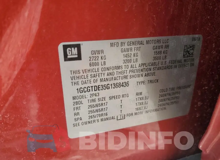 1GCGTDE35G1368436 Photo# 12