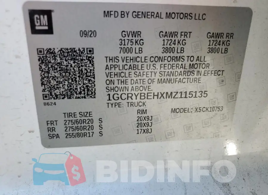 1GCRYBEHXMZ115135 Photo# 12