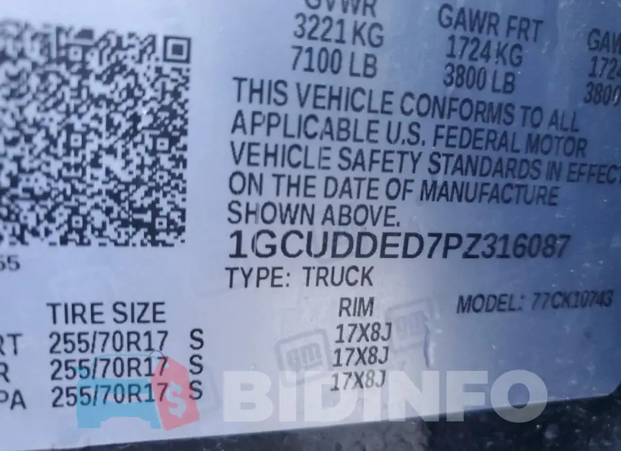 1GCUDDED7PZ316087 Photo# 13