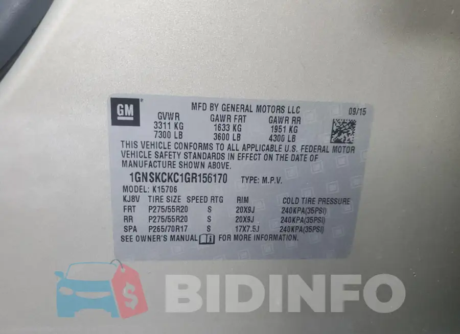 1GNSKCKC1GR156170 Photo# 13