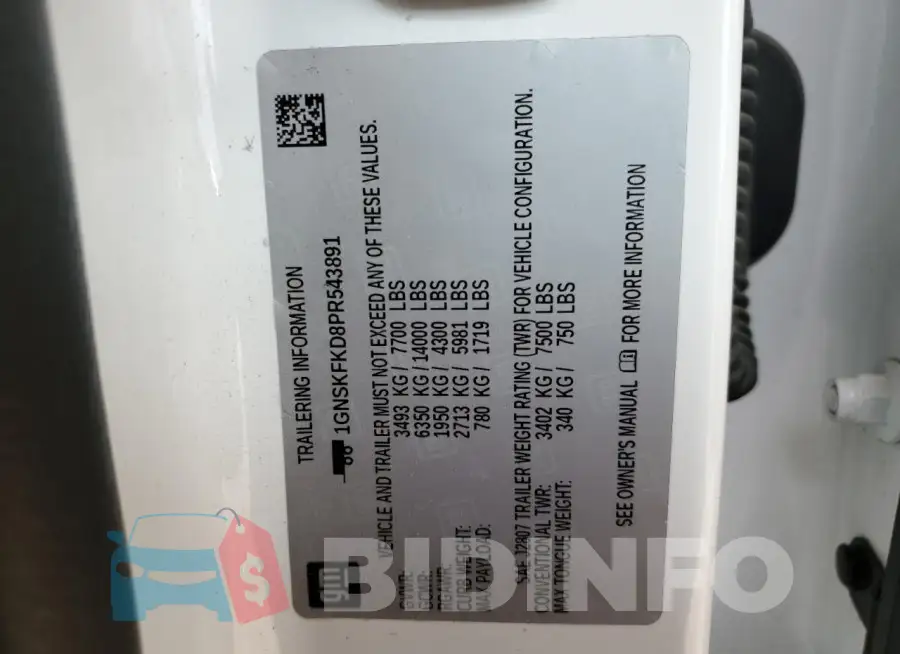 1GNSKFKD8PR543891 Photo# 14
