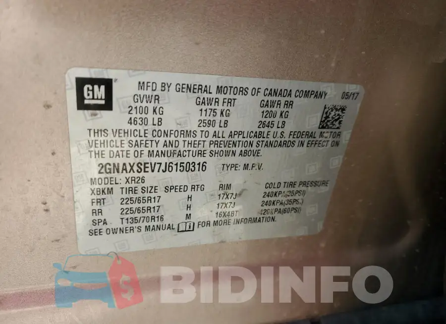 2GNAXSEV7J6150316 Photo# 12