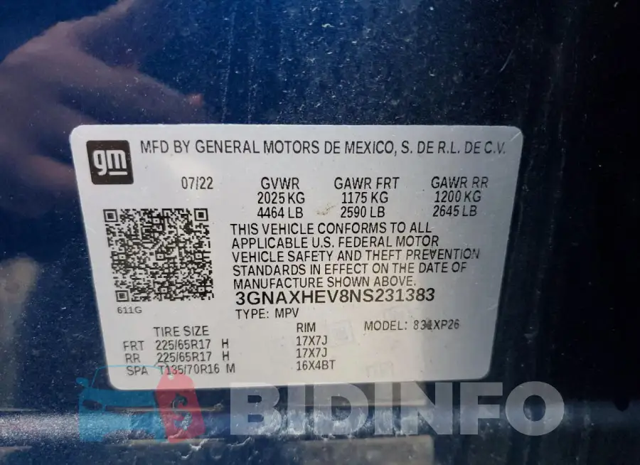 3GNAXHEV8NS231383 Photo# 13