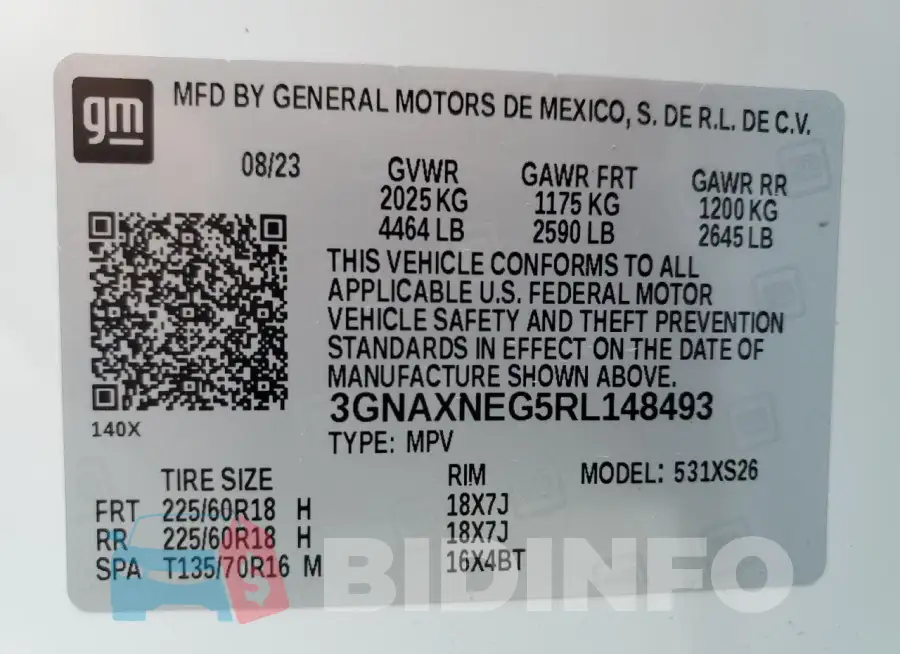 3GNAXNEG5RL148493 Photo# 13