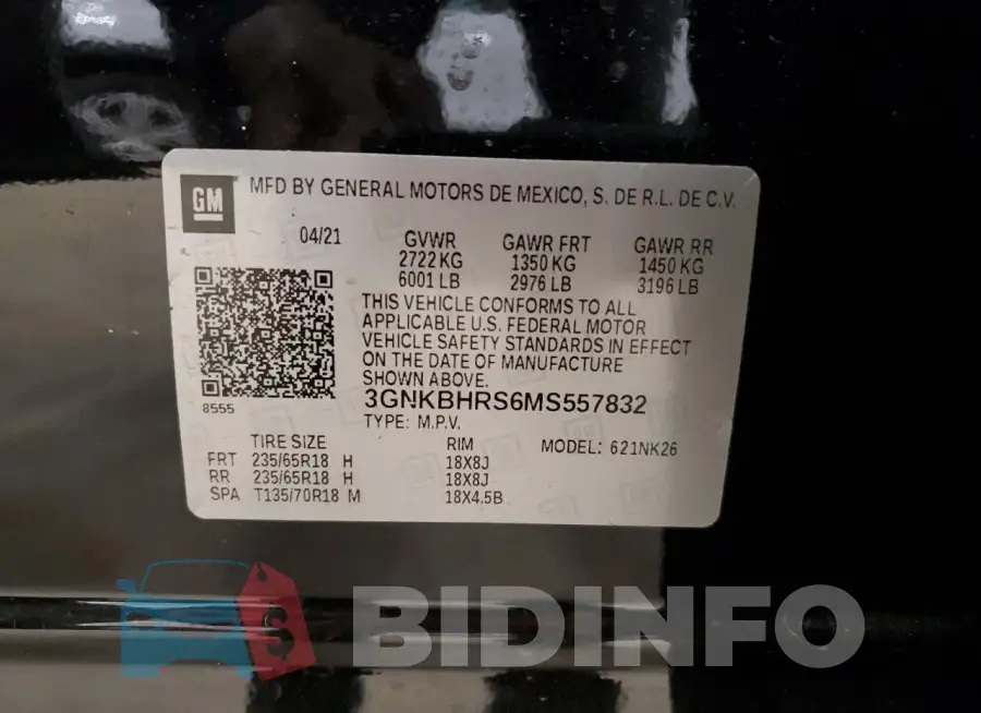 3GNKBHRS6MS557832 Photo# 13