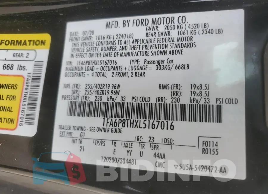 1FA6P8THXL5167016 Photo# 13