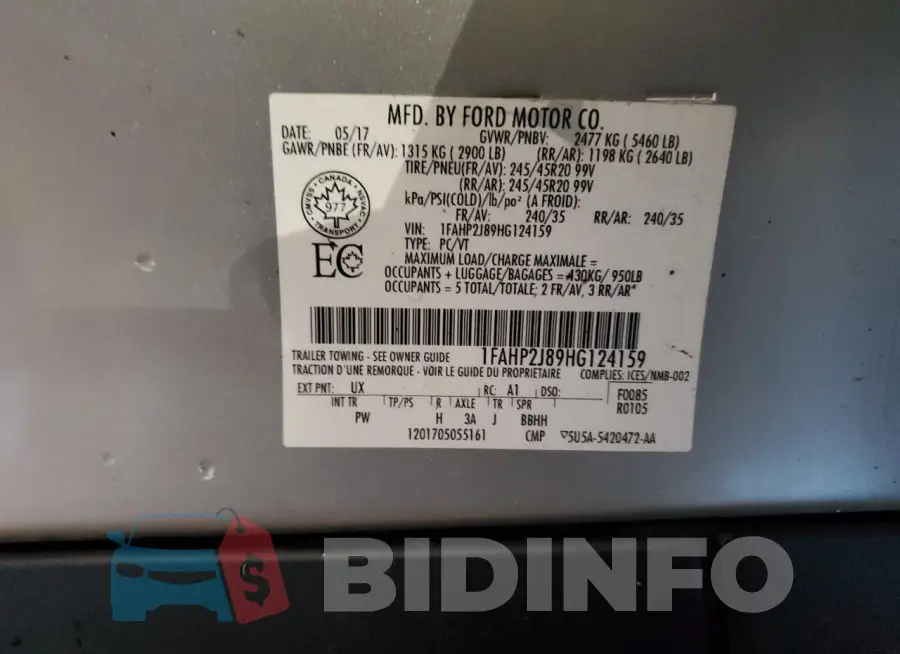 1FAHP2J89HG124159 Photo# 12