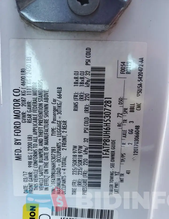 1FATP8UH6H5307281 Photo# 12