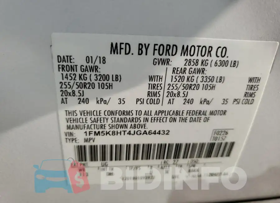 1FM5K8HT4JGA64432 Photo# 13