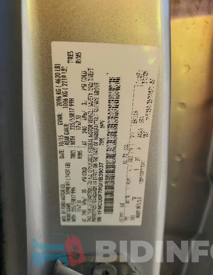 1FMCU0F78GUB39037 Photo# 13