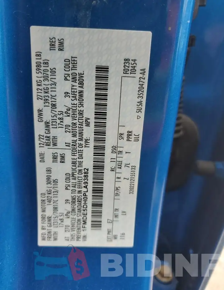 1FMDE5DH0PLA93882 Photo# 13