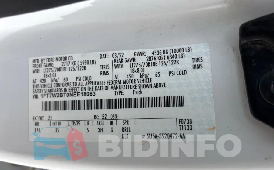 1FT7W2BT0NEE18083 Photo# 10