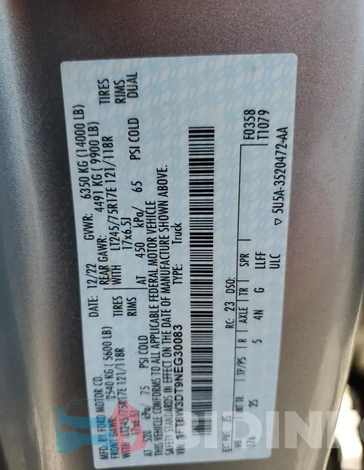 1FT8W3DT9NEG30083 Photo# 13