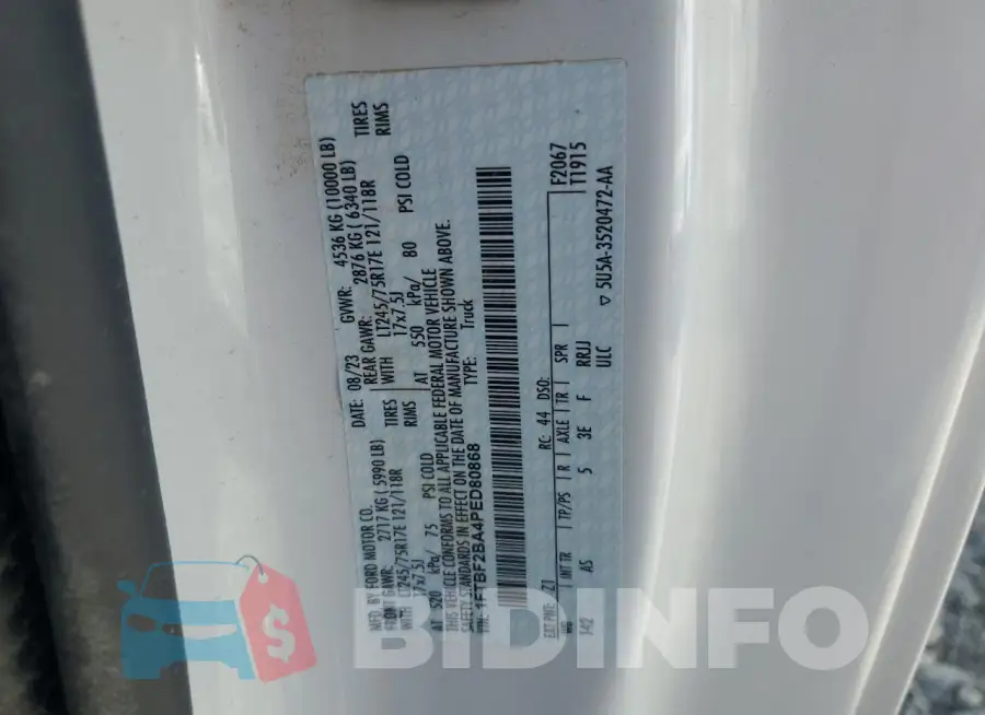 1FTBF2BA4PED80868 Photo# 12