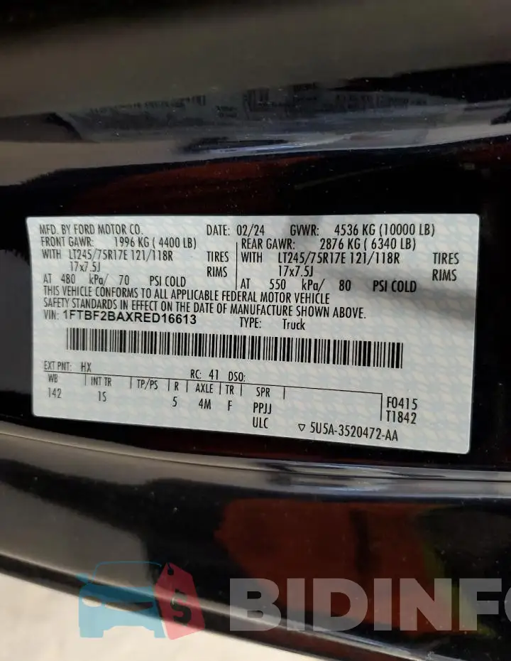 1FTBF2BAXRED16613 Photo# 12