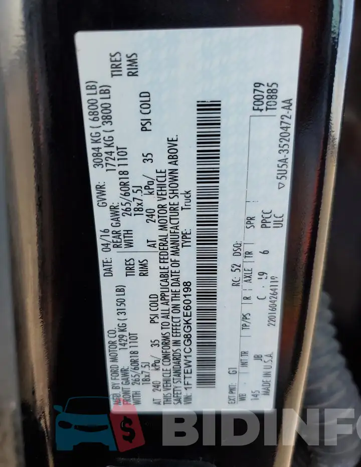 1FTEW1CG8GKE60198 Photo# 12