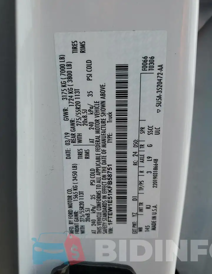 1FTEW1E51KFB58751 Photo# 13