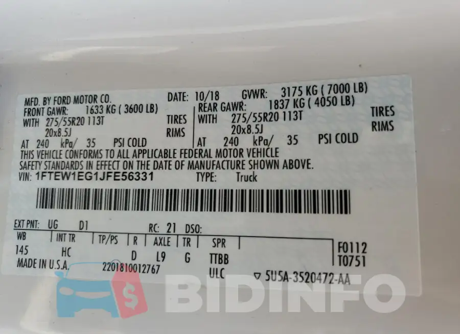 1FTEW1EG1JFE56331 Photo# 13