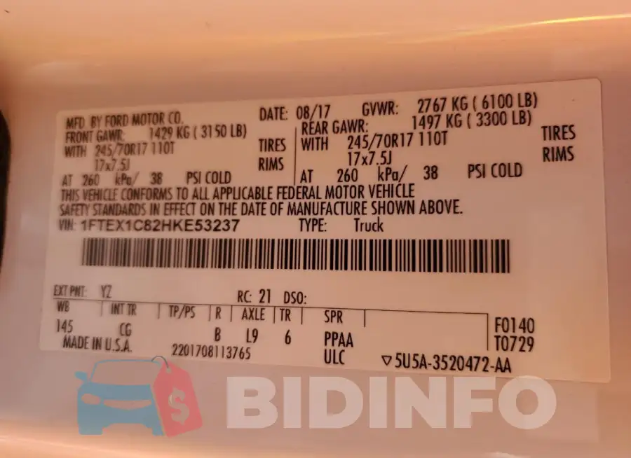 1FTEX1C82HKE53237 Photo# 12