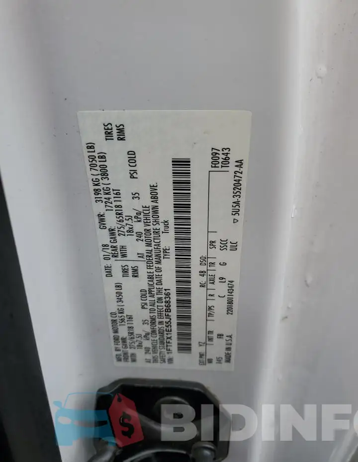 1FTFX1E55JFB68361 Photo# 12