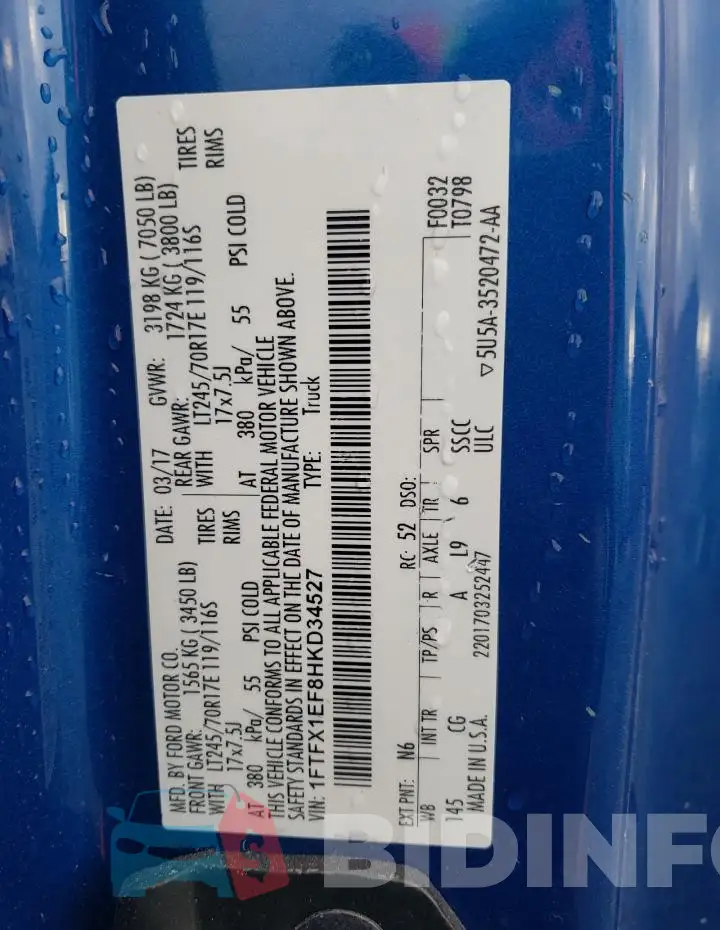 1FTFX1EF8HKD34527 Photo# 13