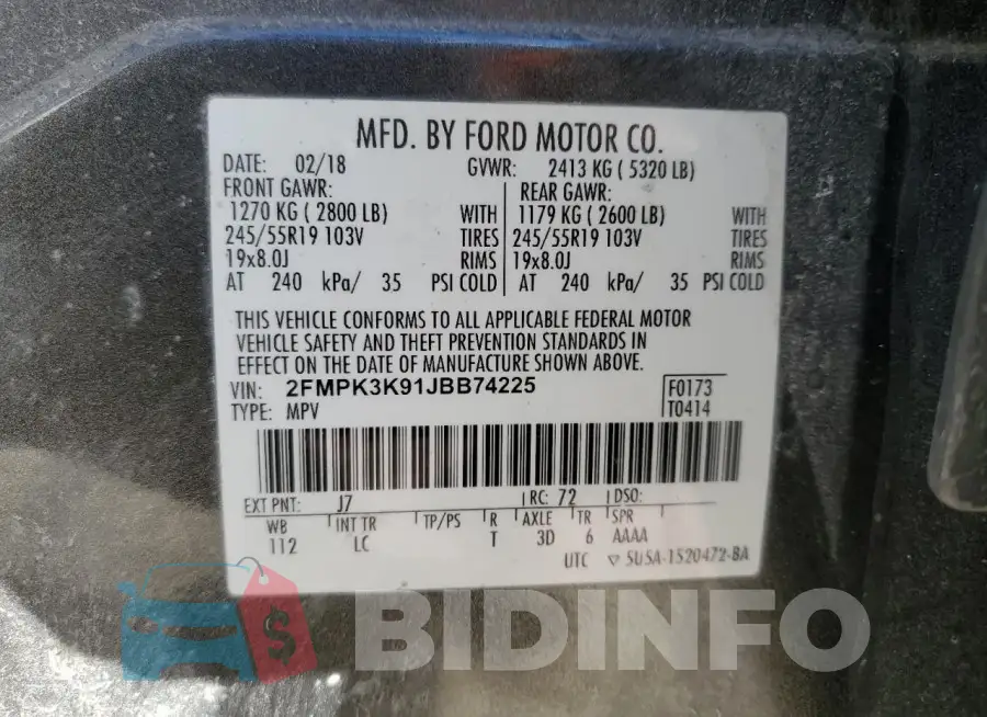 2FMPK3K91JBB74225 Photo# 13