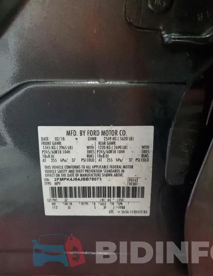 2FMPK4J84JBB78073 Photo# 14