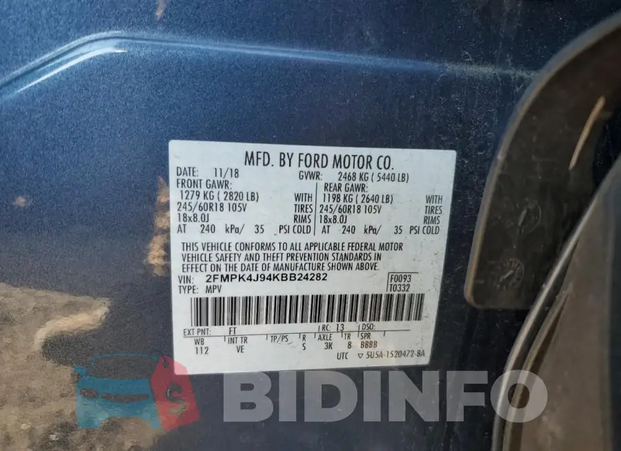 2FMPK4J94KBB24282 Photo# 13