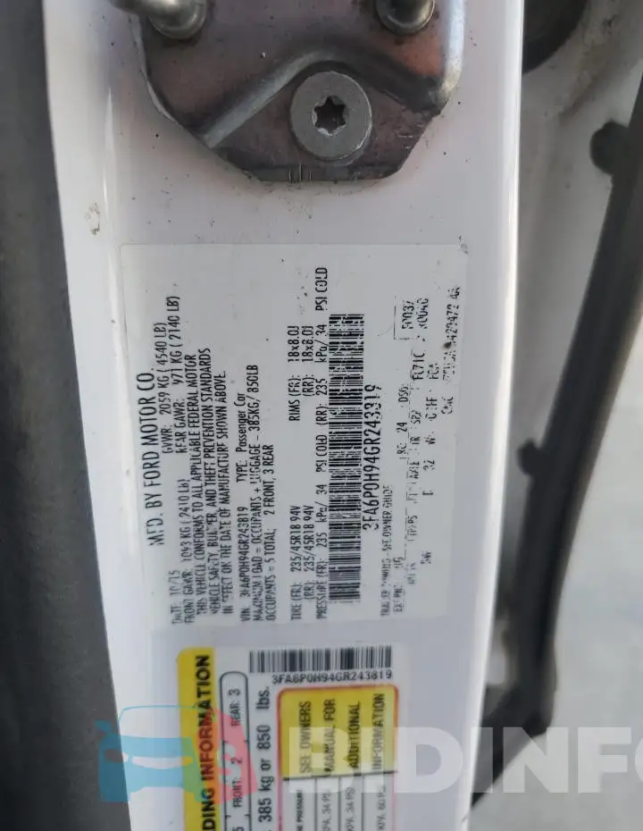 3FA6P0H94GR243819 Photo# 12