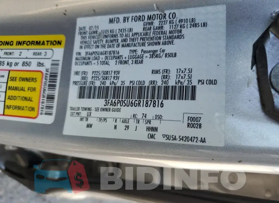 3FA6P0SU6GR187816 Photo# 12