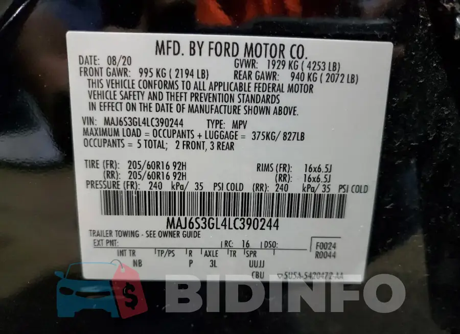 MAJ6S3GL4LC390244 Photo# 13