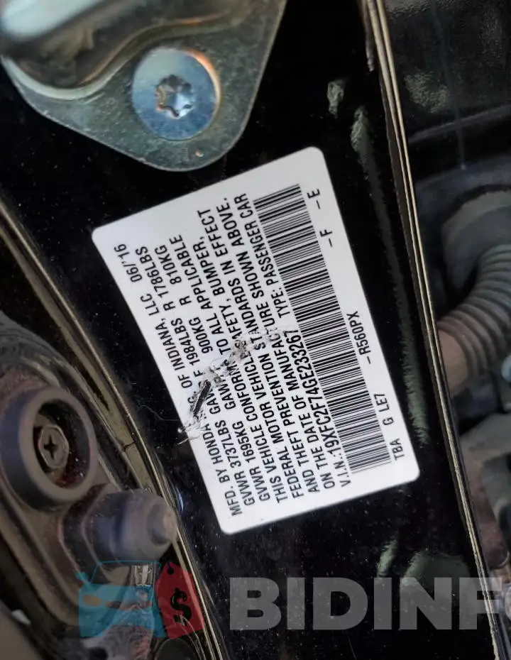 19XFC2F74GE233267 Photo# 12