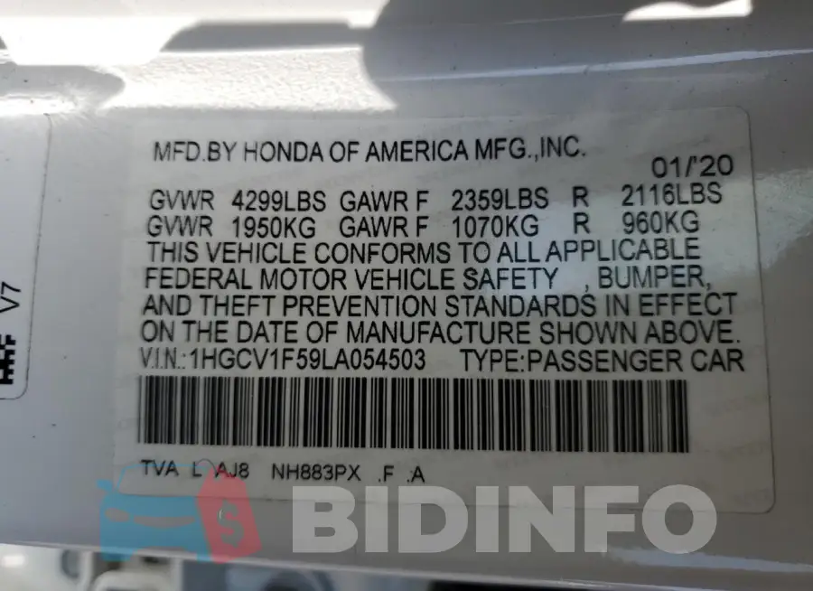 1HGCV1F59LA054503 Photo# 12