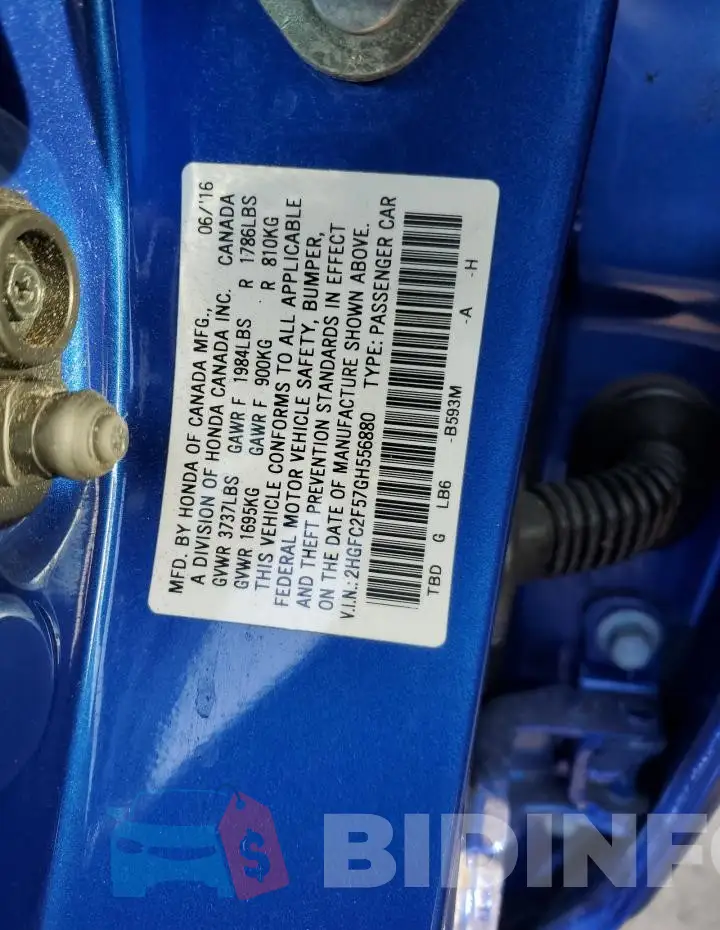 2HGFC2F57GH556880 Photo# 12