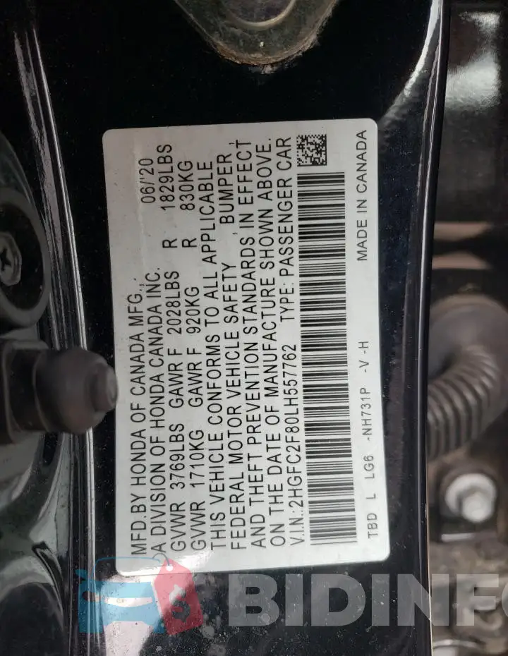 2HGFC2F80LH557762 Photo# 12