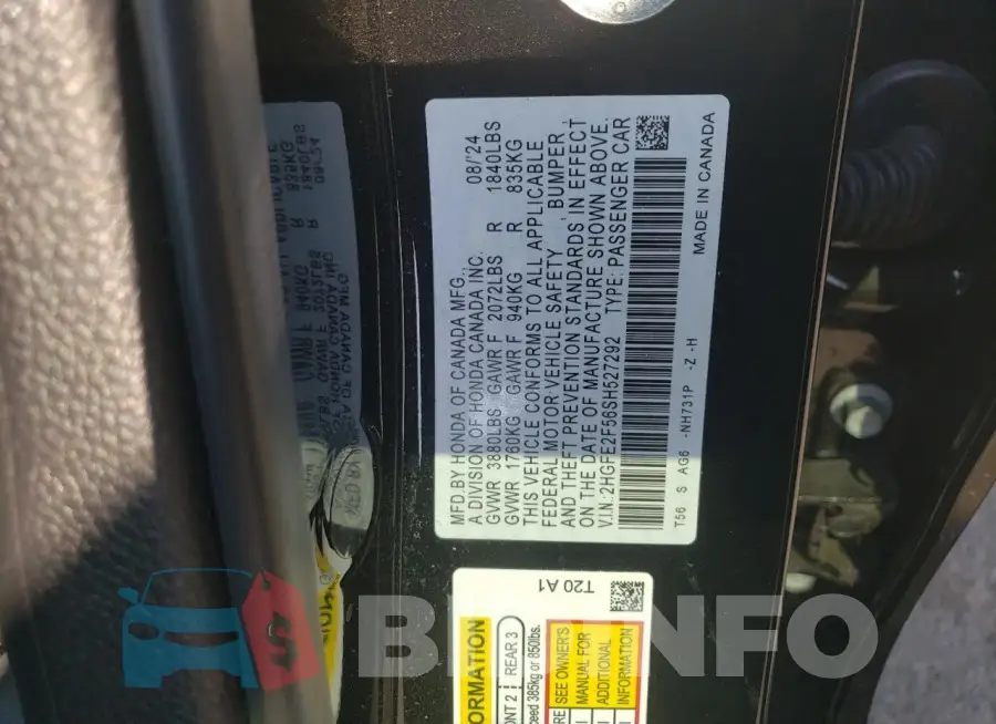 2HGFE2F56SH527292 Photo# 12