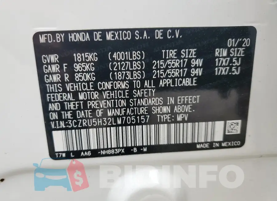 3CZRU5H32LM705157 Photo# 14