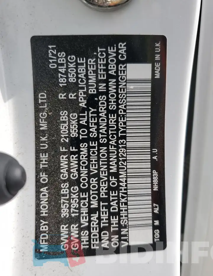 SHHFK7H44MU212913 Photo# 12