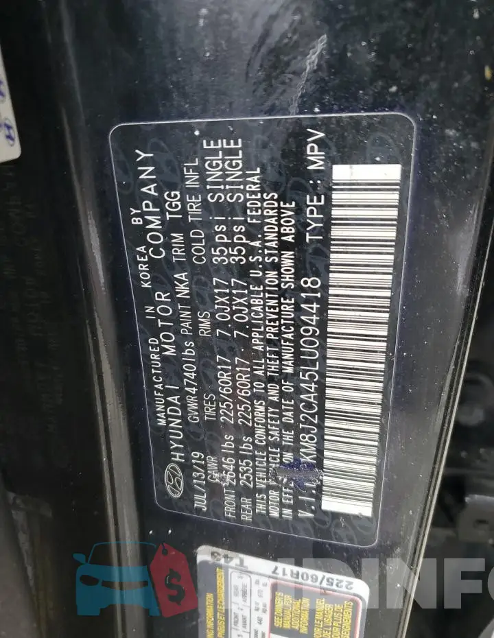 KM8J2CA45LU094418 Photo# 12