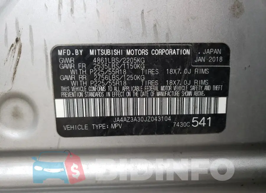 JA4AZ3A30JZ043104 Photo# 13