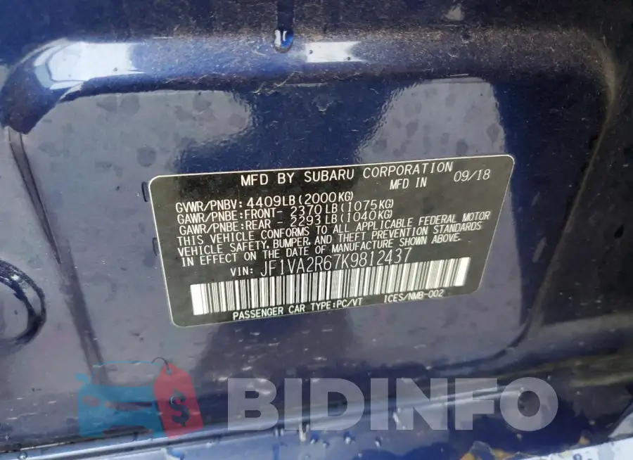 JF1VA2R67K9812437 Photo# 12